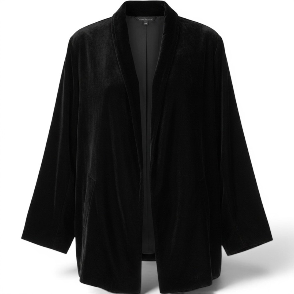 Lane Bryant Womens Crushed Black Velvet Core Whimsigoth Blazer Jacket 22/24 NWT